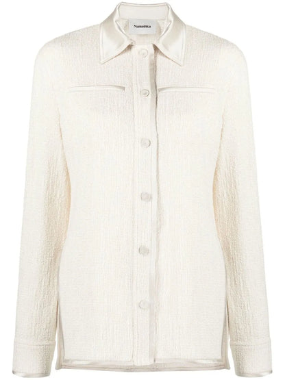 Satin-Collar Long-Sleeved Shirt