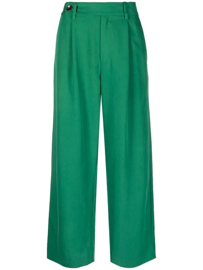 Drapey Suiting Wide-Leg Tailored Trousers