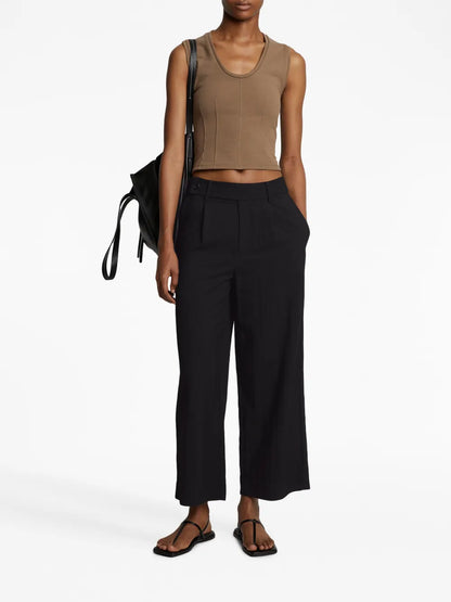 Drapey Suiting Wide-Leg Tailored Trousers