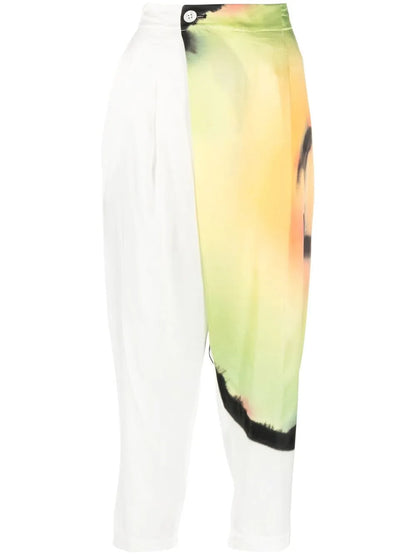 Abstract-Print Cropped Trousers