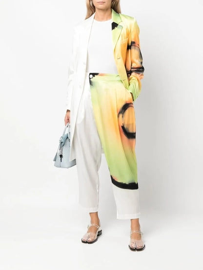 Abstract-Print Cropped Trousers