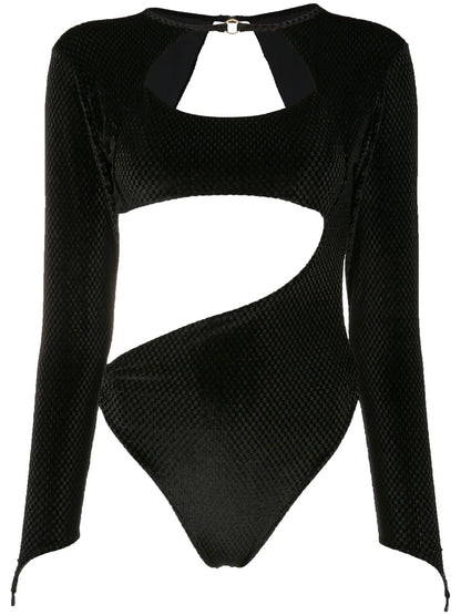 Cutout Velvet-Effect Bodysuit