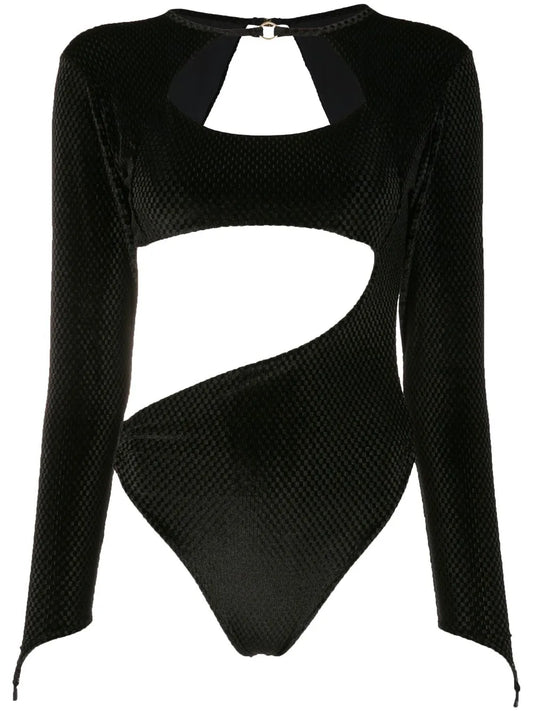 Cutout Velvet-Effect Bodysuit