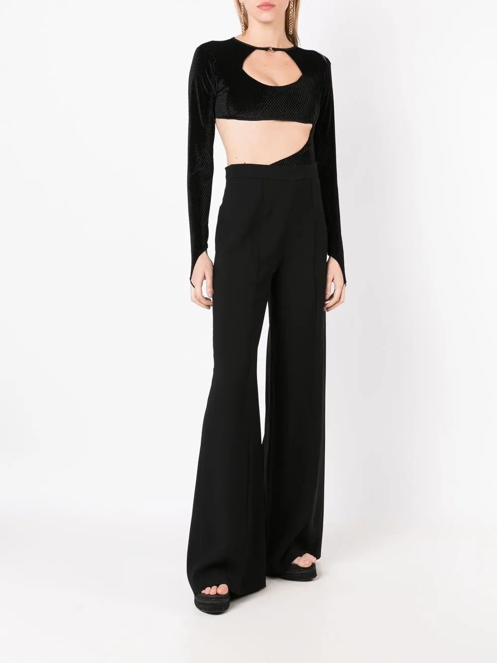 Cutout Velvet-Effect Bodysuit