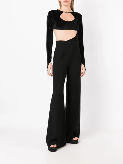 Cutout Velvet-Effect Bodysuit