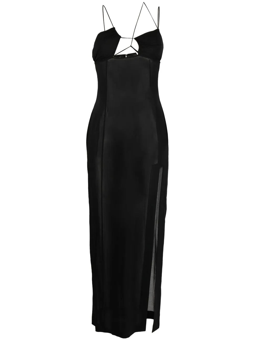 Asymmetric Semi-Sheer Midi Dress