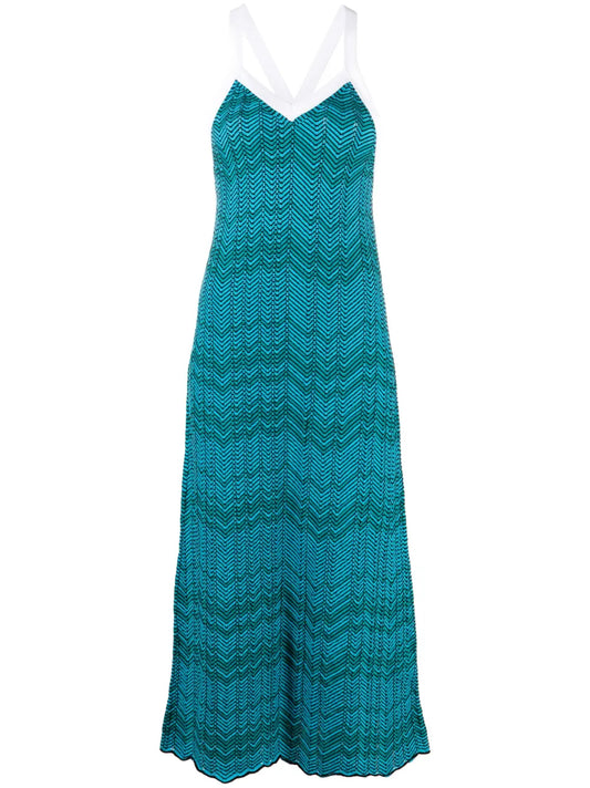 Palm Chevron-Knit Midi Dress