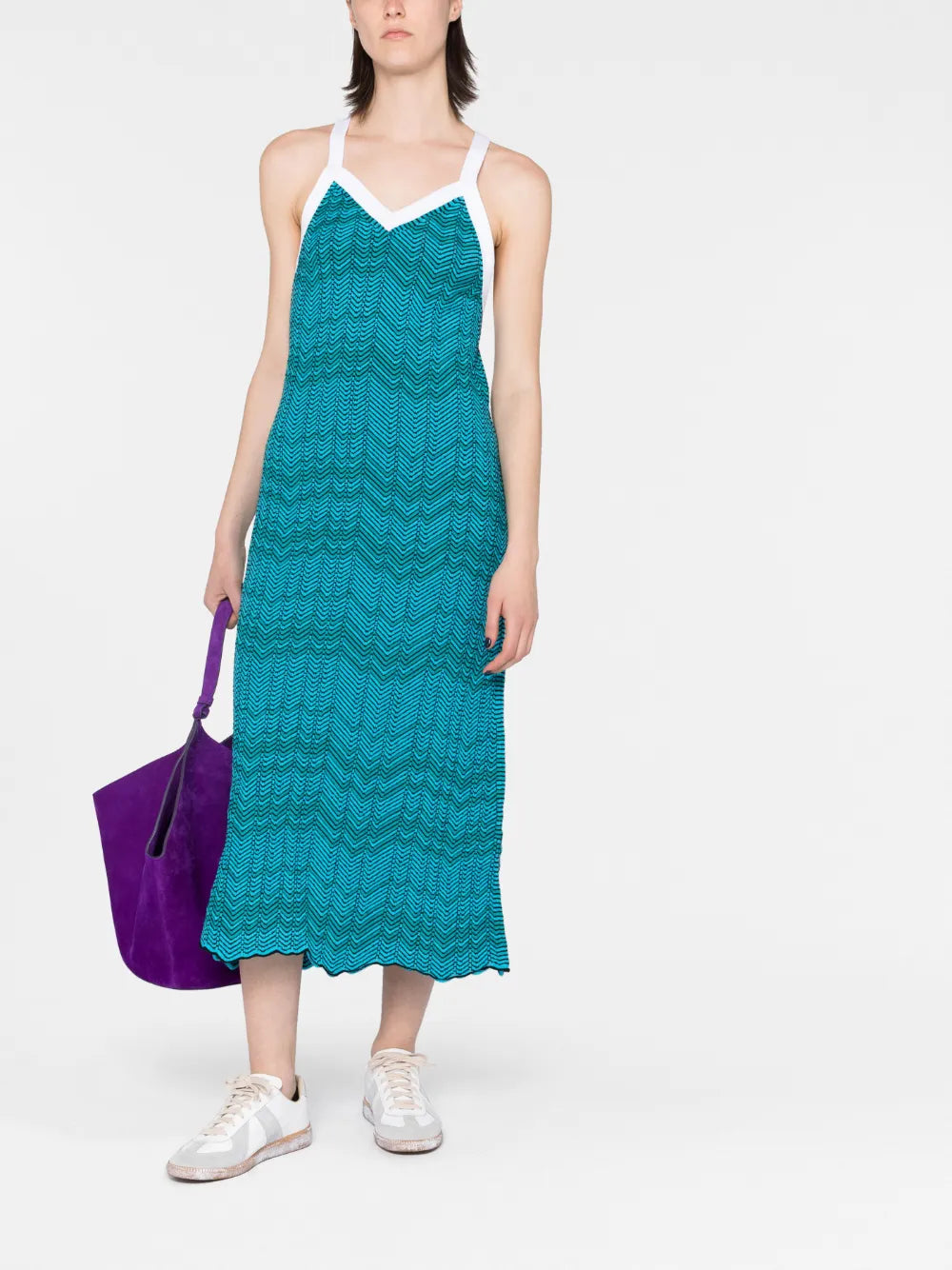 Palm Chevron-Knit Midi Dress