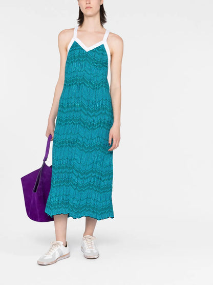 Palm Chevron-Knit Midi Dress