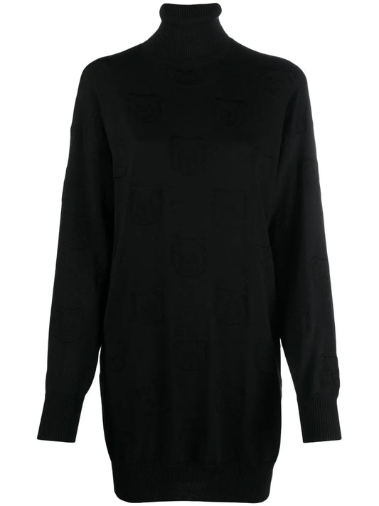 Teddy Bear Intarsia-Knit Mini Dress