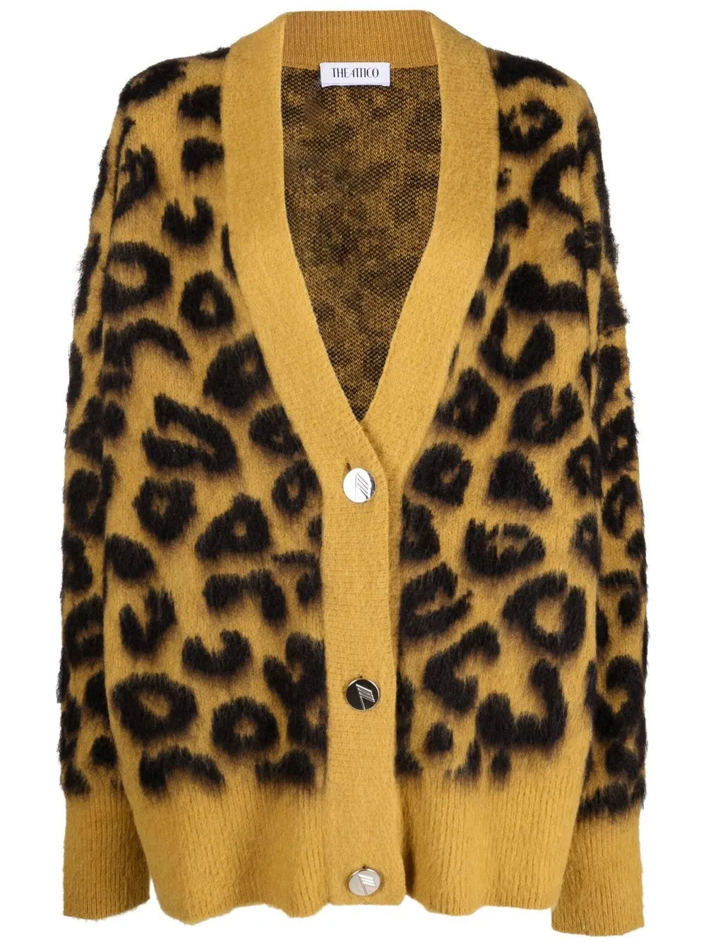 Leopard-Intarsia Knitted Cardigan