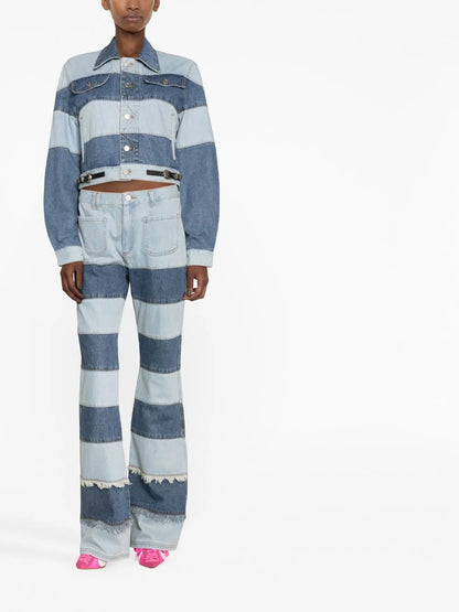 Mahina Patchwork-Striped Denim Jacket