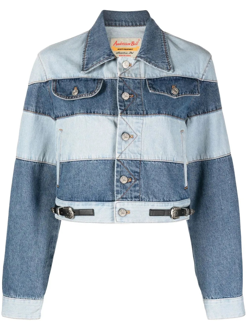 Mahina Patchwork-Striped Denim Jacket