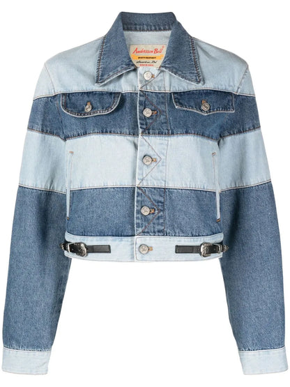 Mahina Patchwork-Striped Denim Jacket