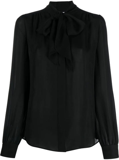 Pussy-Bow Silk Shirt