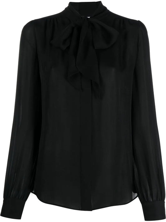 Pussy-Bow Silk Shirt