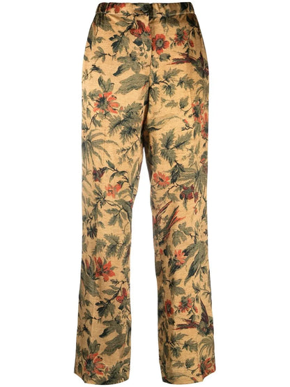 Floral-Print Straight-Leg Trousers