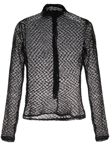 Open-Knit Sheer Top