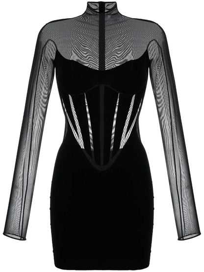 Semi-Sheer Panelled Minidress