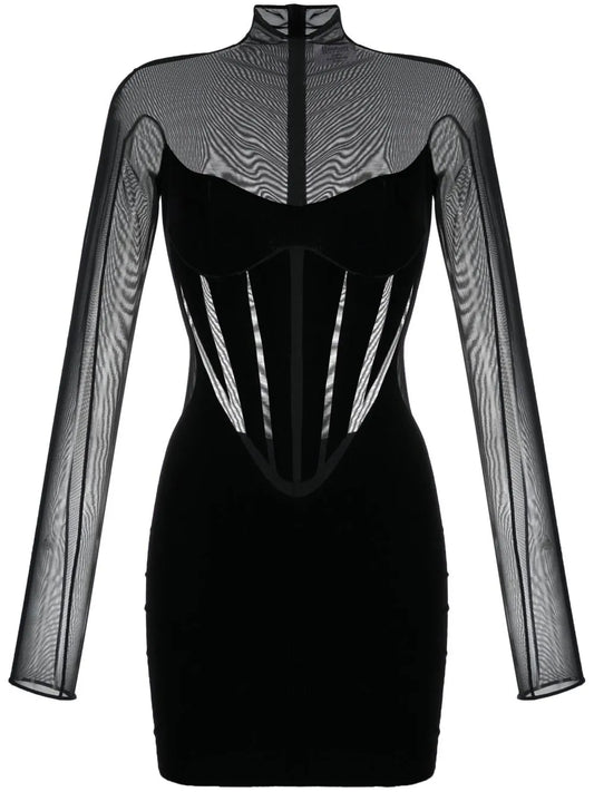 Semi-Sheer Panelled Minidress