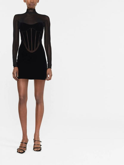 Semi-Sheer Panelled Minidress