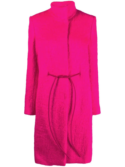 High-Collar Belted Coat