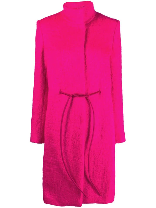 High-Collar Belted Coat