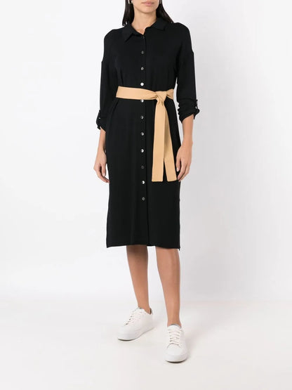 Sash-Detail Jersey Shirt Dress