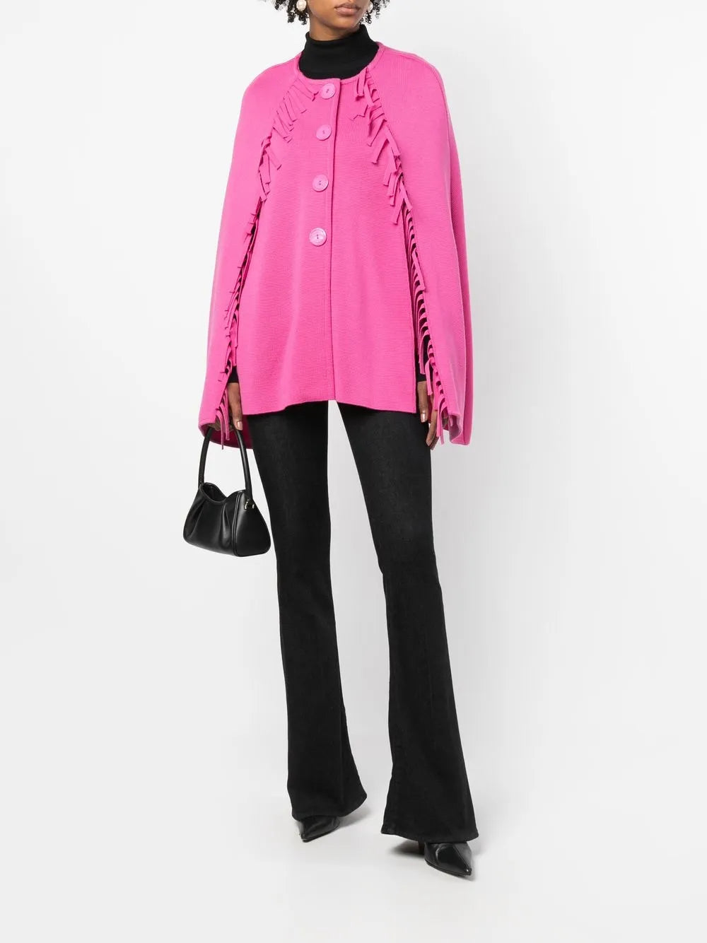 Fringed Long-Sleeve Knit Top