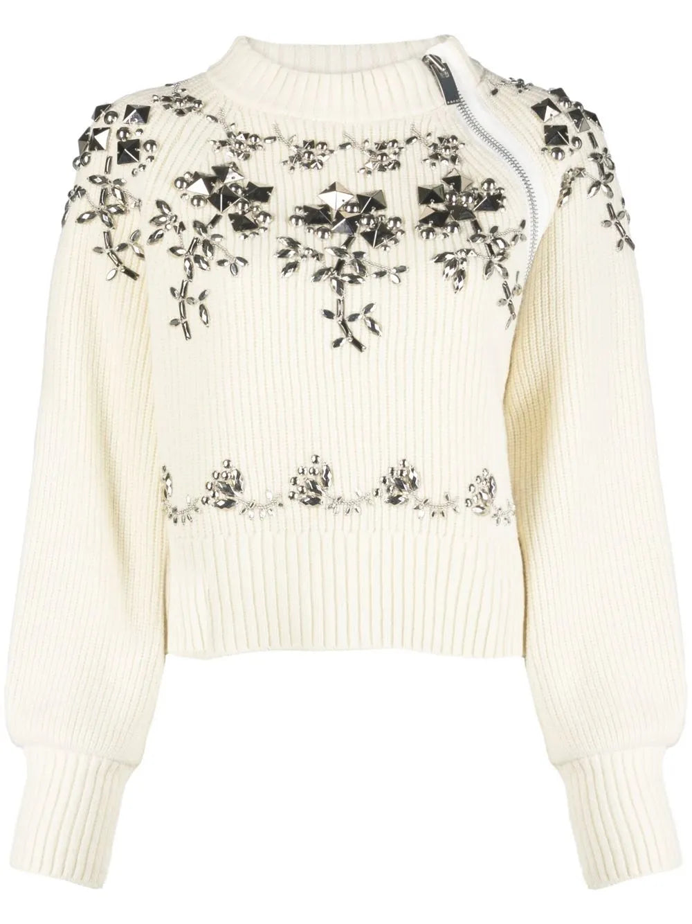 Floral-Stud Wool Jumper