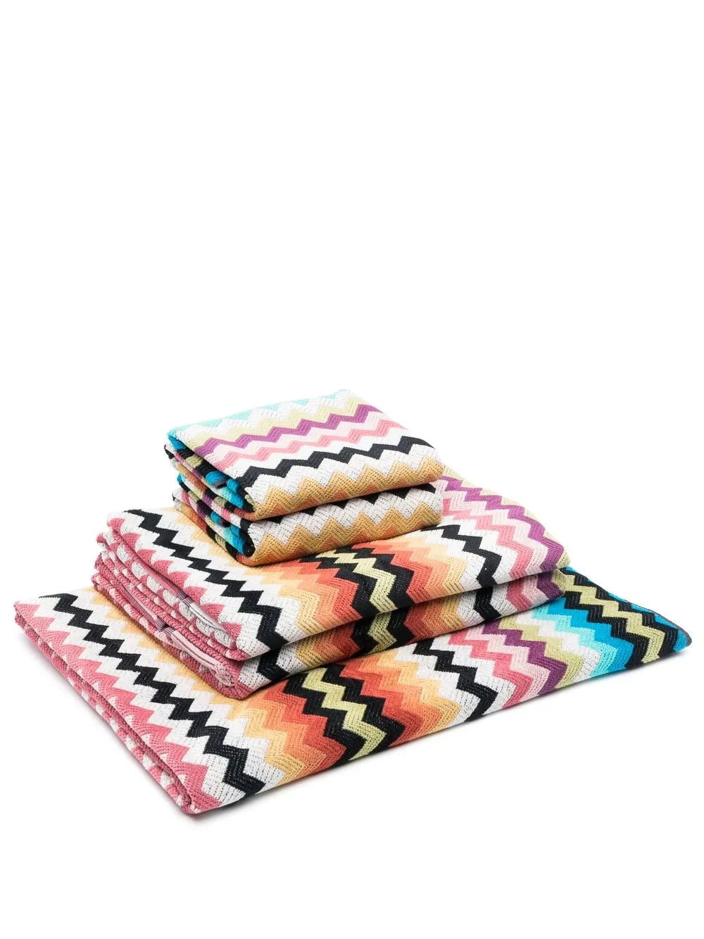 Set Of Five Zigzag-Print Towels