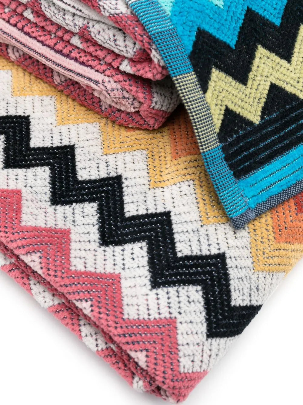 Set Of Five Zigzag-Print Towels