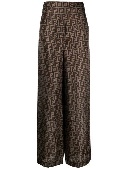 Ff Motif Silk Palazzo Trousers