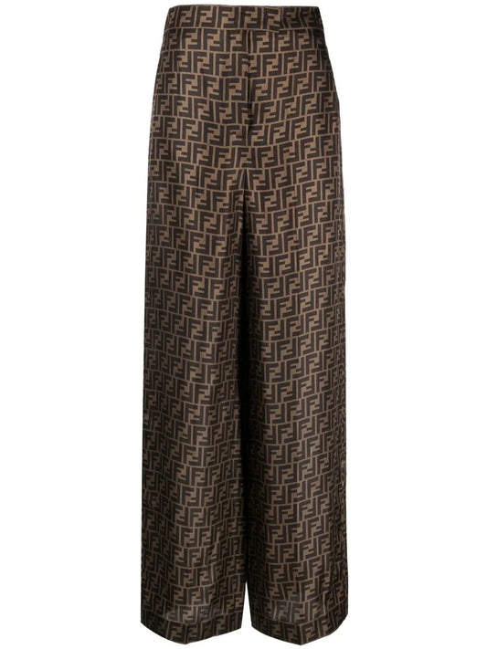 Ff Motif Silk Palazzo Trousers