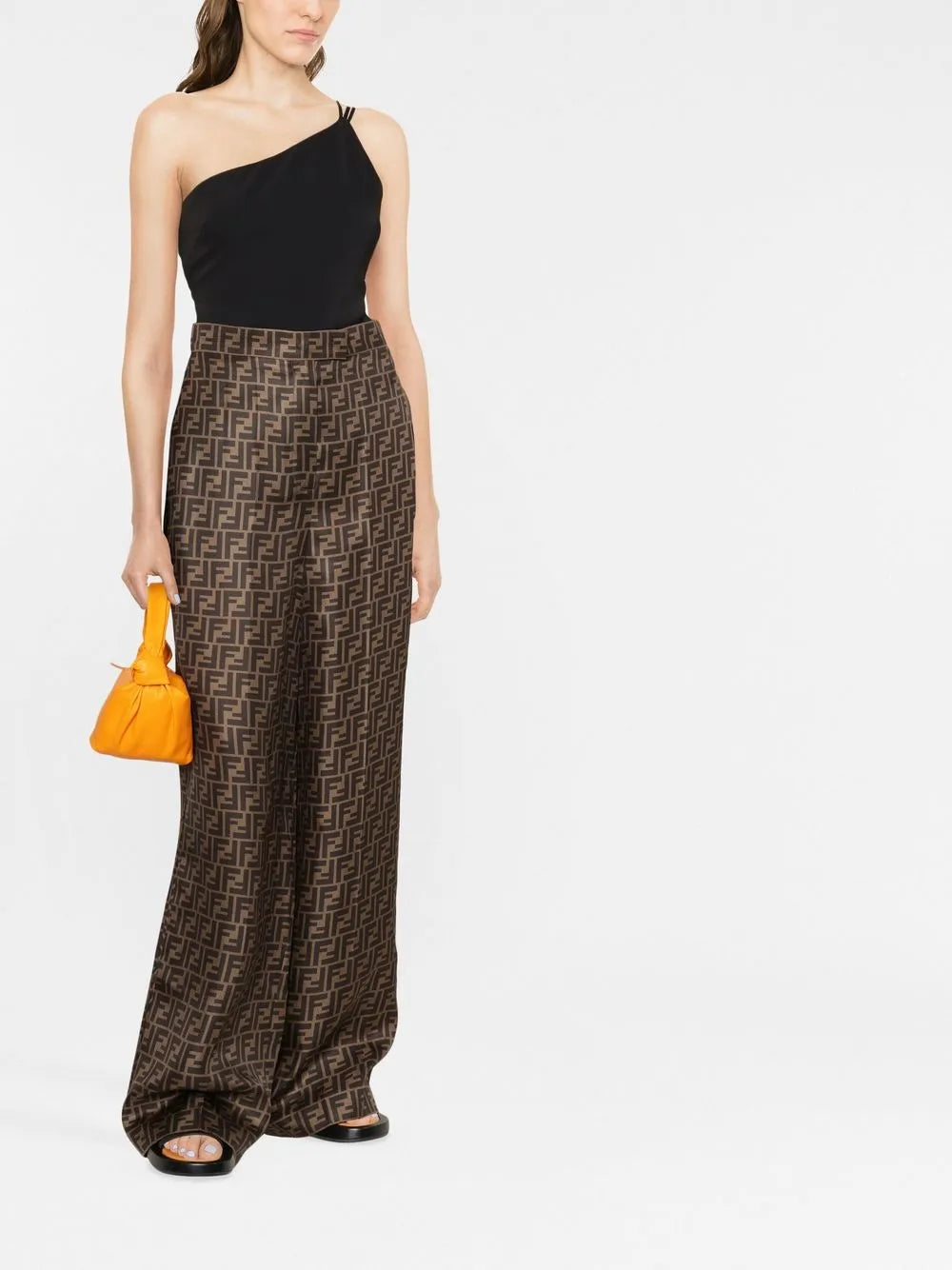 Ff Motif Silk Palazzo Trousers