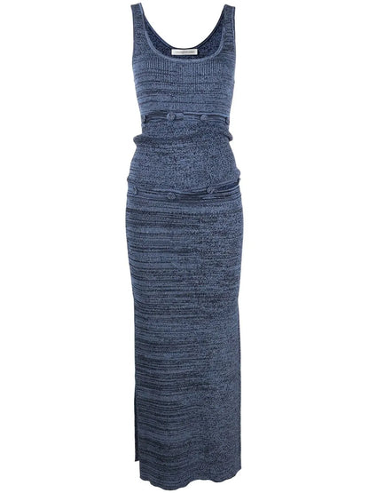 Ribbed-Knit Detachable-Panel Maxi Dress