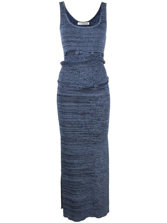 Ribbed-Knit Detachable-Panel Maxi Dress