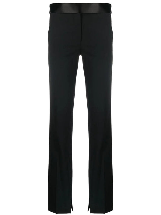 Satin-Waistband Detail Trousers
