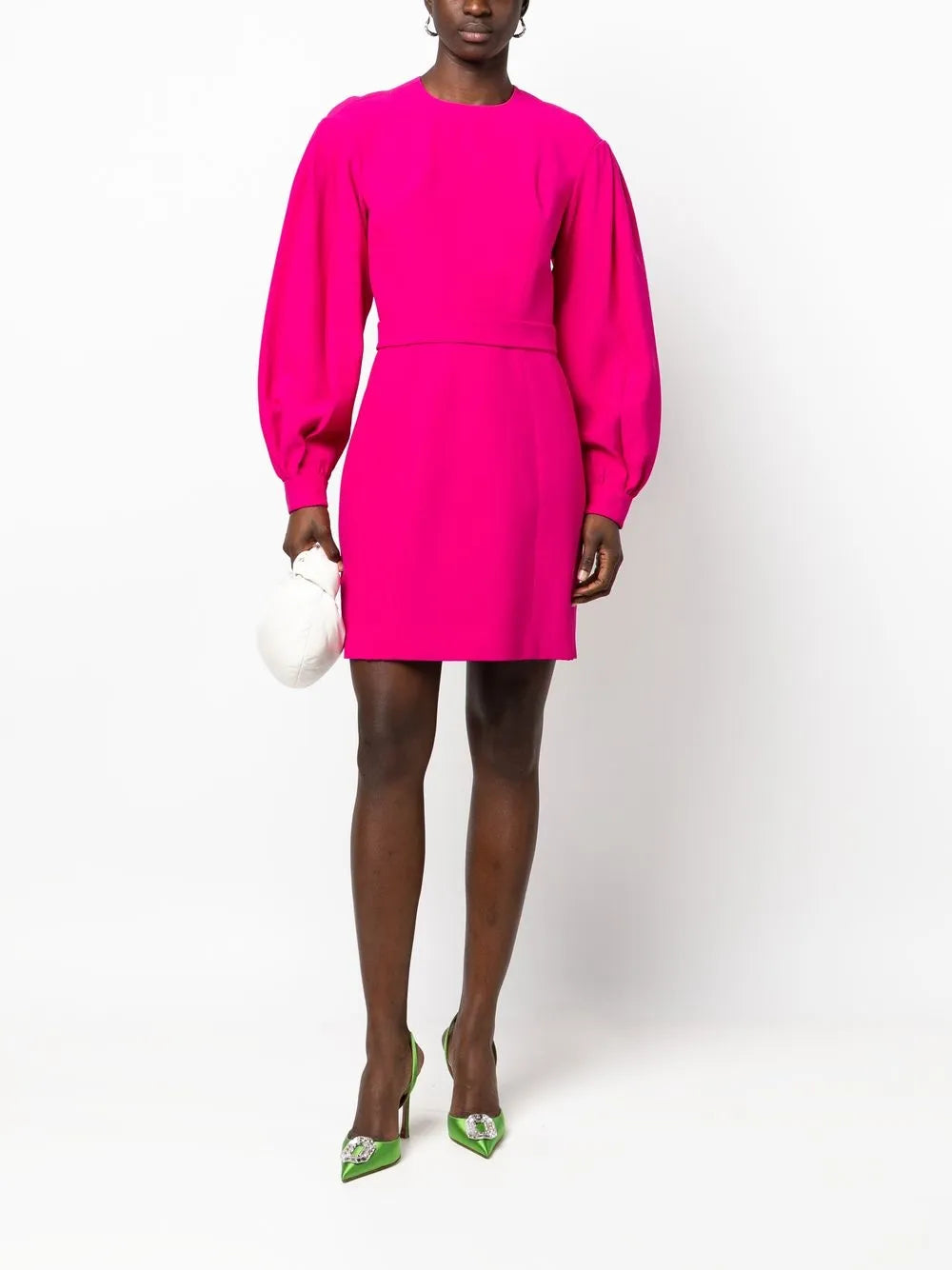 Balloon-Sleeved Fitted Dress