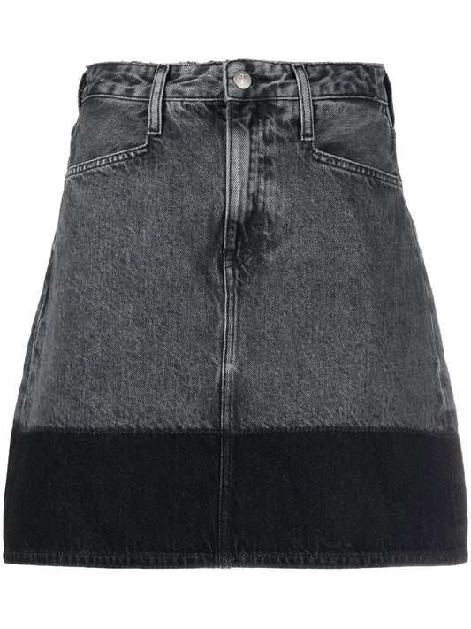 Two-Tone Denim Mini Skirt