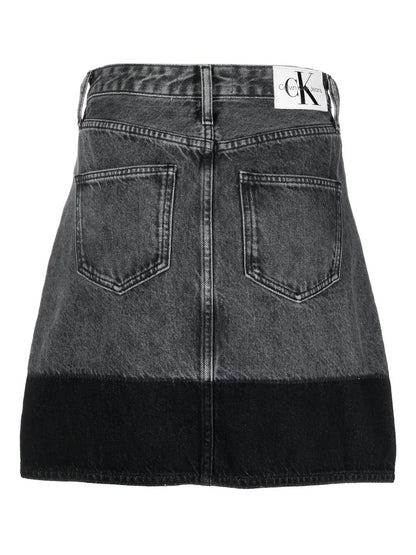 Two-Tone Denim Mini Skirt