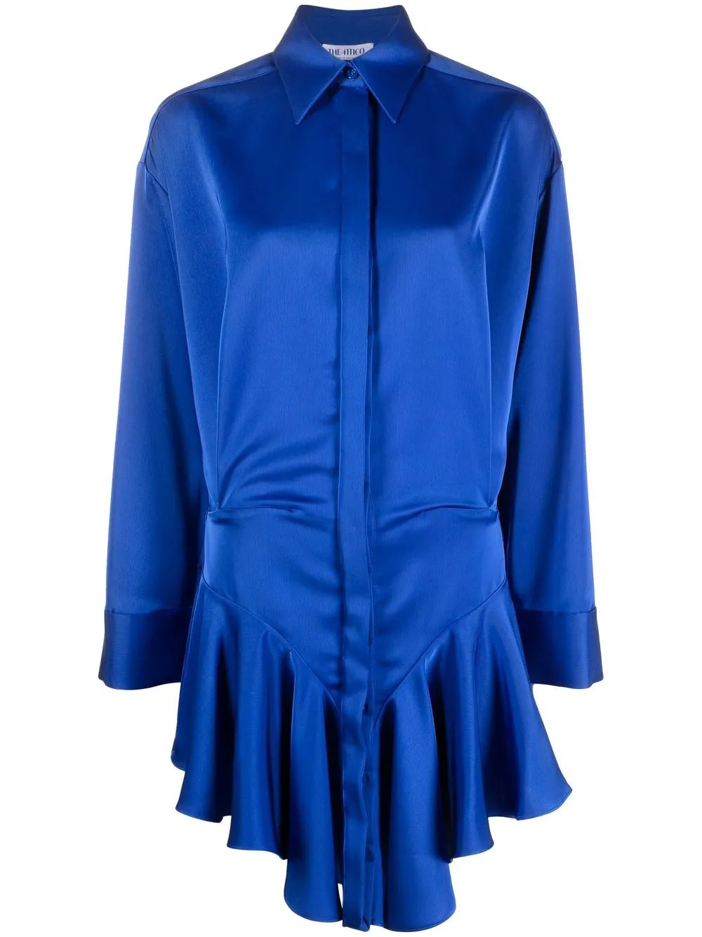 Ruffled Satin Shirtdress
