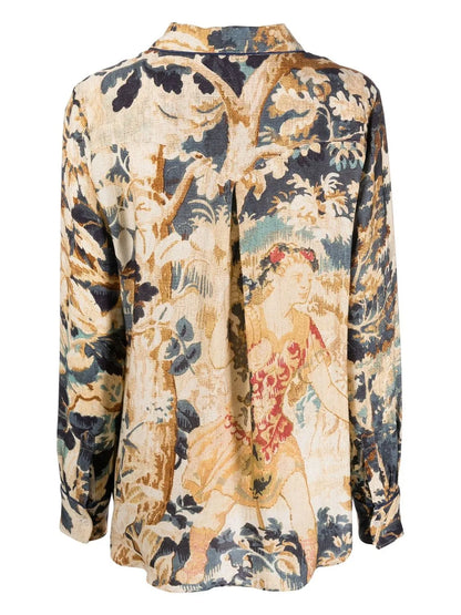 Pattered-Jacquard Half-Button Shirt
