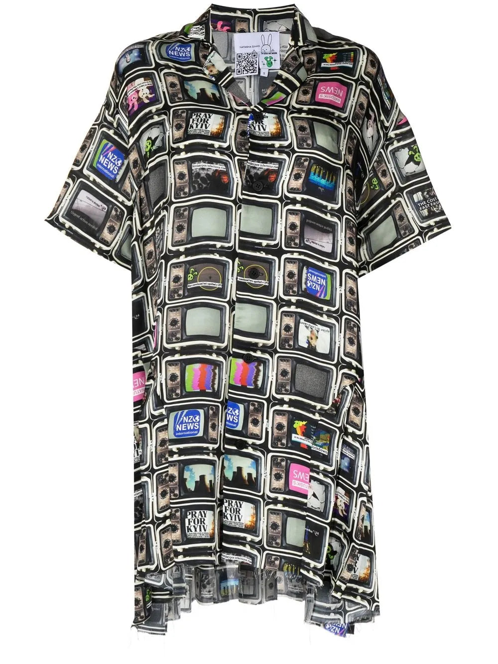 Tv-Print Silk-Blend Shirtdress
