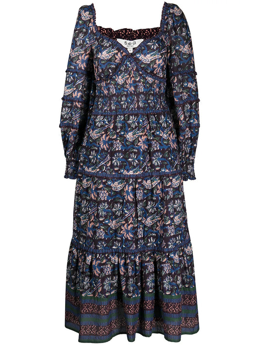 Noah Long-Sleeve Smocked Dress