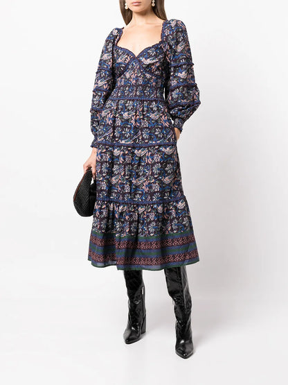 Noah Long-Sleeve Smocked Dress