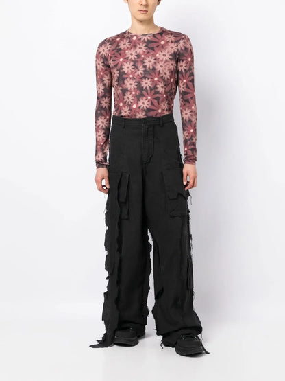 Wide-Leg Cargo Trousers