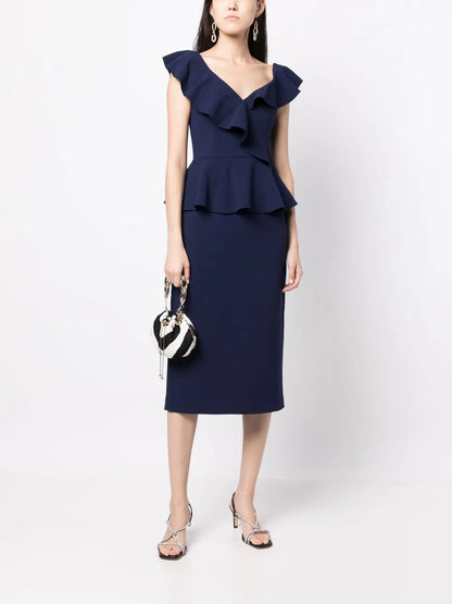 Grace Ruffle-Trim Midi Dress