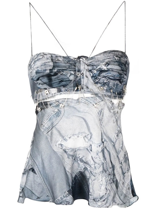 Denim-Print Camisole