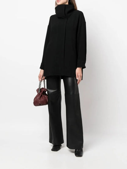 High-Neck Exposed-Seam Top